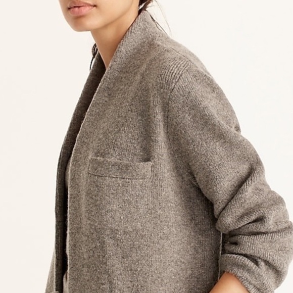 J CREW Cocoon Cardigan Wool-blend Coatigan Pockets Academia Preppy Gray XL - Picture 9 of 11